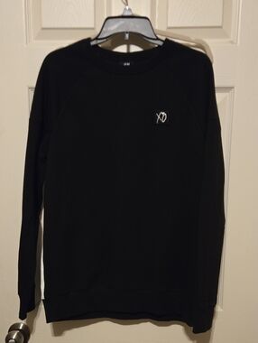 H&M TheWeeknd Black Crewneck Sweater with XO Patch